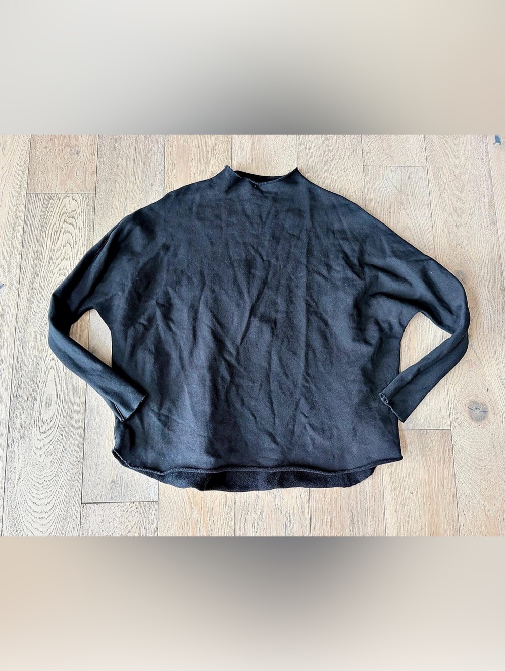 Frank and Eileen Effie long sleeve funnel neck capelet Black Small